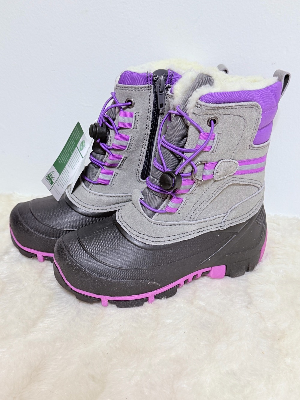 Itasca Gray and Purple Kids Waterproof Snow Boots size 1 new with tags!!